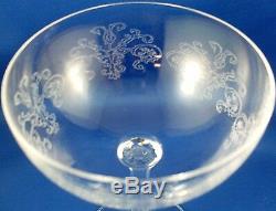 RARE Vintage FINE CRYSTAL SCROLL ETCHED Stemmed WINE GLASS Wedding Bar In Aust