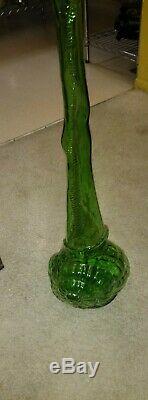 RARE Vintage Green Chianti Wine snail bottle 31 1/2 TALL Italian Glass