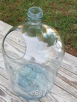 RARE Vintage Illinois Crackle Glass Bottom DEMIJOHN CARBOY with Stand 2-HOLES