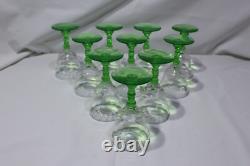 RARE! Vintage Uranium wine Glass Set of 10 Depression Era Wine Glasses