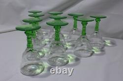 RARE! Vintage Uranium wine Glass Set of 10 Depression Era Wine Glasses