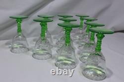 RARE! Vintage Uranium wine Glass Set of 10 Depression Era Wine Glasses