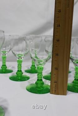 RARE! Vintage Uranium wine Glass Set of 10 Depression Era Wine Glasses