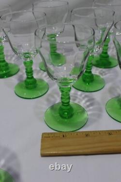 RARE! Vintage Uranium wine Glass Set of 10 Depression Era Wine Glasses
