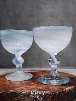 RARE Vtg Holmegaard Per Lutken Cascade Champagne/Wine Glasses/Signed/BEAUTIFUL