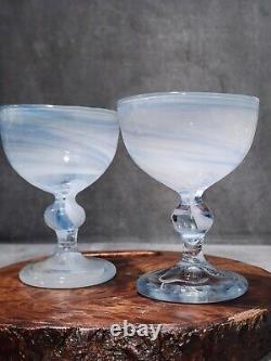 RARE Vtg Holmegaard Per Lutken Cascade Champagne/Wine Glasses/Signed/BEAUTIFUL