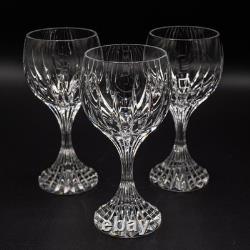 READ Baccarat Crystal France Massena White Wine Glasses Set of 3 6 3/8