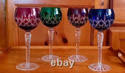 RETIRED Set of 4 AJKA Crystal Cut ARABELLA Stemmed Wine Hock Glasses 8.25 Mint