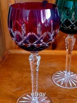 RETIRED Set of 4 AJKA Crystal Cut ARABELLA Stemmed Wine Hock Glasses 8.25 Mint