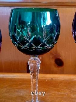 RETIRED Set of 4 AJKA Crystal Cut ARABELLA Stemmed Wine Hock Glasses 8.25 Mint