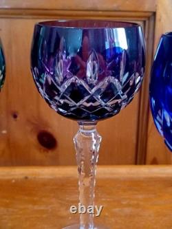 RETIRED Set of 4 AJKA Crystal Cut ARABELLA Stemmed Wine Hock Glasses 8.25 Mint