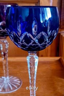 RETIRED Set of 4 AJKA Crystal Cut ARABELLA Stemmed Wine Hock Glasses 8.25 Mint