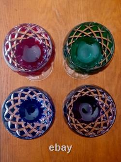 RETIRED Set of 4 AJKA Crystal Cut ARABELLA Stemmed Wine Hock Glasses 8.25 Mint