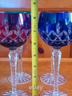 RETIRED Set of 4 AJKA Crystal Cut ARABELLA Stemmed Wine Hock Glasses 8.25 Mint
