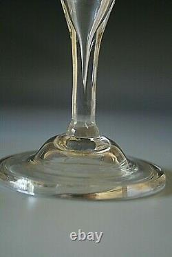 Rare 18th Century Wine Glass With Green Engraved Bowl