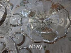 Rare Antique Mouth Blown Crystal Wine set of 15 American Crystal Co Silver Rim