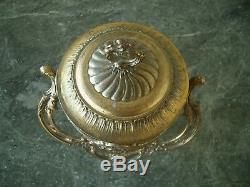 Rare Antique Vtg Fr Provincial Brass Tone Metal Glass Ice Bucket Wine Cooler