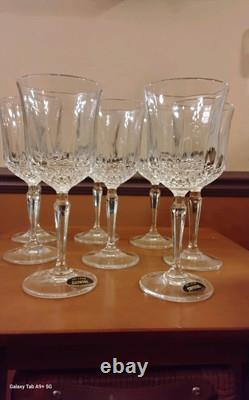 Rare Crystal Water/Wine Glasses Set Of 8, American Cut, Mid Century Vintage 1960s