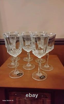 Rare Crystal Water/Wine Glasses Set Of 8, American Cut, Mid Century Vintage 1960s