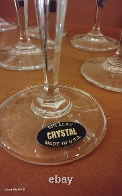 Rare Crystal Water/Wine Glasses Set Of 8, American Cut, Mid Century Vintage 1960s