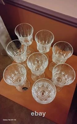 Rare Crystal Water/Wine Glasses Set Of 8, American Cut, Mid Century Vintage 1960s