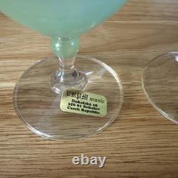 Rare Hand Painted Bohemian Crystal Wine Pale Green Gold Sokolov, Czech Rep