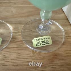 Rare Hand Painted Bohemian Crystal Wine Pale Green Gold Sokolov, Czech Rep