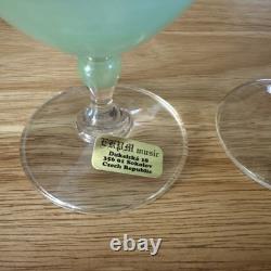 Rare Hand Painted Bohemian Crystal Wine Pale Green Gold Sokolov, Czech Rep