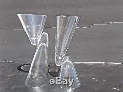 Rare Pair Italian Vintage Modern Design Signed Double Wine Glass Danese Milano