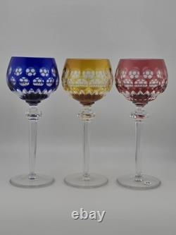 Rare Set Of 3 Vintage Barthmann Leaded Crystal Wine Cut-to-Clear Glasses