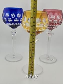 Rare Set Of 3 Vintage Barthmann Leaded Crystal Wine Cut-to-Clear Glasses