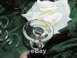 Rare Set of 8 Art Glass Crystal Brown & Clear Wine Stems Pontil Antique Vintage