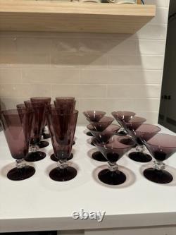 Rare Vintage Bryce Amethyst Aquarius Champagne Goblets Set of 16