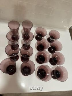 Rare Vintage Bryce Amethyst Aquarius Champagne Goblets Set of 16