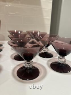Rare Vintage Bryce Amethyst Aquarius Champagne Goblets Set of 16