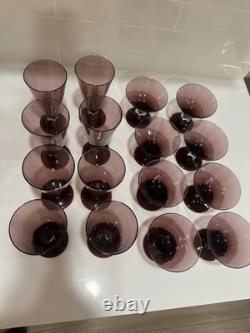 Rare Vintage Bryce Amethyst Aquarius Champagne Goblets Set of 16