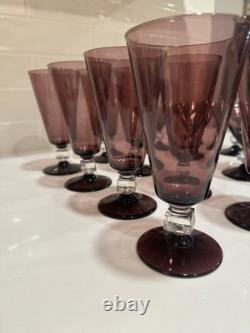 Rare Vintage Bryce Amethyst Aquarius Champagne Goblets Set of 16