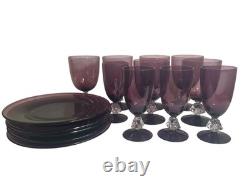 Rare Vintage Bryce Amethyst Aquarius Glassware Set (1950s) Water Goblets, Wine