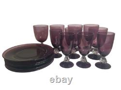 Rare Vintage Bryce Amethyst Aquarius Glassware Set (1950s) Water Goblets, Wine