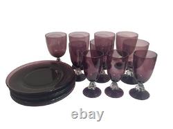 Rare Vintage Bryce Amethyst Aquarius Glassware Set (1950s) Water Goblets, Wine