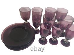 Rare Vintage Bryce Amethyst Aquarius Glassware Set (1950s) Water Goblets, Wine