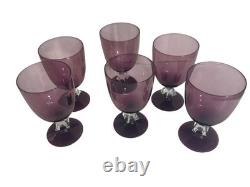 Rare Vintage Bryce Amethyst Aquarius Glassware Set (1950s) Water Goblets, Wine