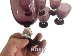 Rare Vintage Bryce Amethyst Aquarius Glassware Set (1950s) Water Goblets, Wine