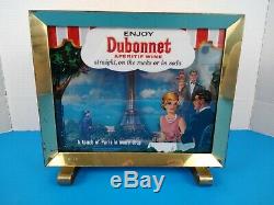 Rare Vintage Dubonnet Wine Ad Sign Light Box Glass Brass Graphics Working