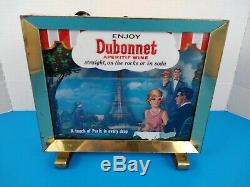 Rare Vintage Dubonnet Wine Ad Sign Light Box Glass Brass Graphics Working