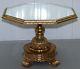Rare Vintage Gold Leaf Painted Rotating Mirrored Glass Top Wine Coffee Table