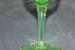 Rare Vintage Gold Rimmed Crystal, Green, Set of 12 Claret Wine Glasses, c1930's
