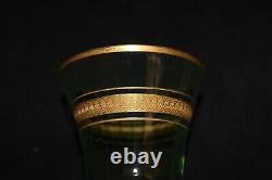 Rare Vintage Gold Rimmed Crystal, Green, Set of 12 Claret Wine Glasses, c1930's