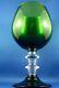 Rare Vintage SASAKI Japan GREEN GOBLET Stemmed Water Wine Glass Bar COLLECTABLE