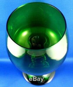 Rare Vintage SASAKI Japan GREEN GOBLET Stemmed Water Wine Glass Bar COLLECTABLE